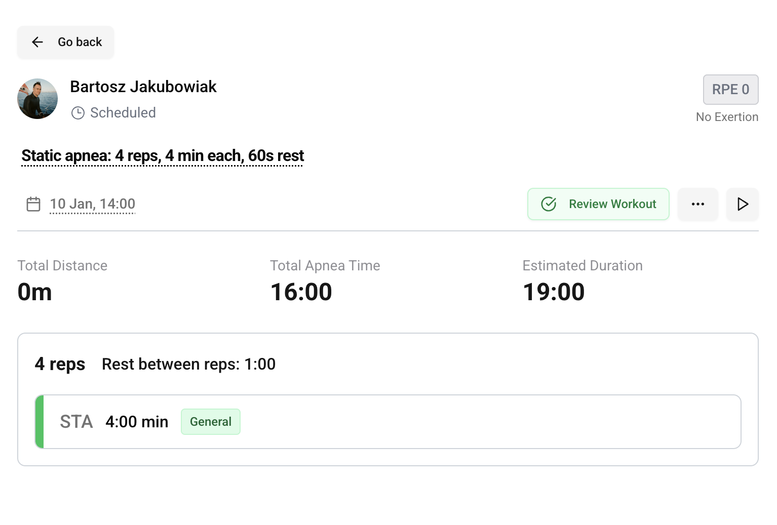 Static workout ready to be synced