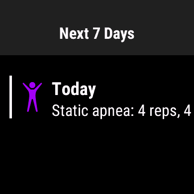Static workout scheduled for today on Garmin watch
